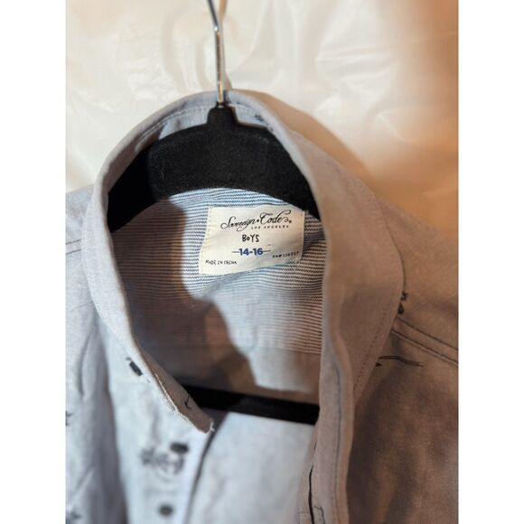 Sovereign Code Boys Short Sleeve Palm Tree Shirt Size 14–16 Button-Up - Picture 3 of 3